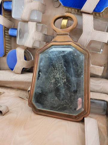 Antique Hard Cased Blue Enameled 1930s Vanity Set. Extremely Rare. VG Condition