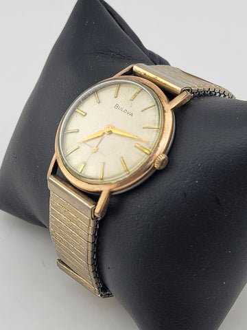 1960's Bulova Round Dress 32mm Wind Up Mens Vintage Wrist Watch Original Working