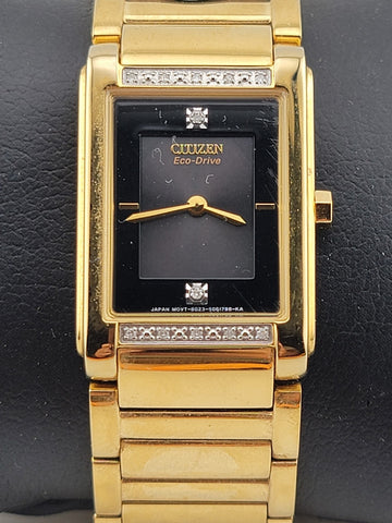Vintage Citizen Women's EW9342-54E Eco-Drive Gold-Tone Diamond Watch #155. Works