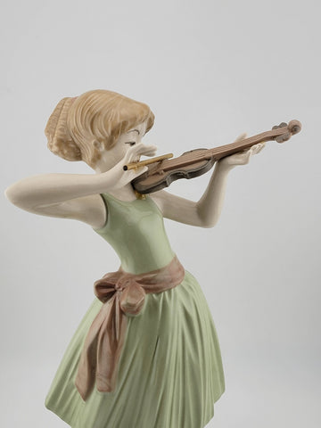 RARE Vintage TENGRA Spain  Porcelain Violinist Figurine 10.5" tall  MINT Cond.