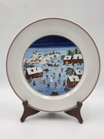 Villeroy & Boch Naif Laplau 4 Dinner Plates Christmas Village Noah Ark 10.5 Inch