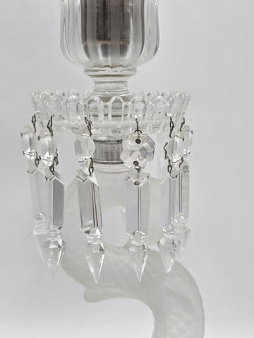 Rare Antique Beautiful Baccarat France Dolphin Form Candlestick Signed. 24 Inch.