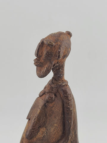 Rare Antique Set Of 3 Sitting Ethnic Tribal People Bronze Dogon Mali Africa