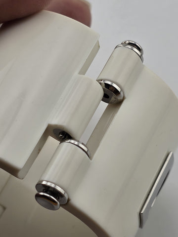 Vintage 2in Thick Dolce & Gabbana Logo Cuff Bangle 81AG White & Silver. 7 Inch