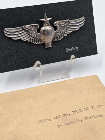 Set Of 2 WWII USAAF Sr Balloon Pilot WingsSterling 3" Pinback W Original Package