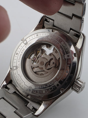 Akribos XXIV Men AK477BK Skeleton Stainless Steel Automatic 44mm Watch. Works