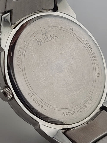 Bulova Mens Watch 96B015 Quartz Silver Dial Date Stainless Steel 38mm. New Batt.