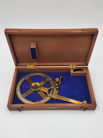 Rare 6" single arm protractor by Tamaya, Japan W Original Wooden Case & 12x Loop