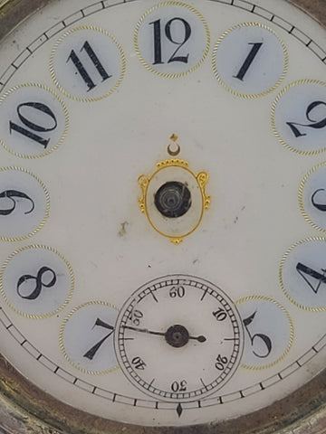 Antique French Silver Pocket Watch Cylindre 6 Rubis Running c1880. Missing Arms