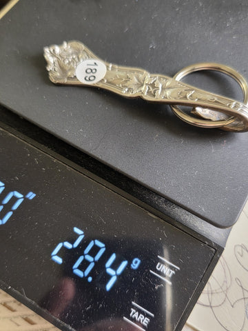 Antique Sterling Silver Spoon Handle Keychain Floral Art Nouveau 28.4g