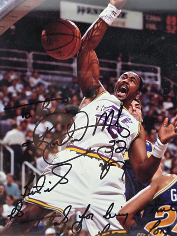 Karl Malone Signed 8x10 Photo Utah Jazz Dunk vs Pacers NBA HOF #32 Autograph