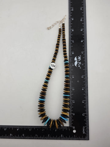 Jay King DTR Black Onyx, Tiger Eye and Turquoise Disc Sterling Necklace.