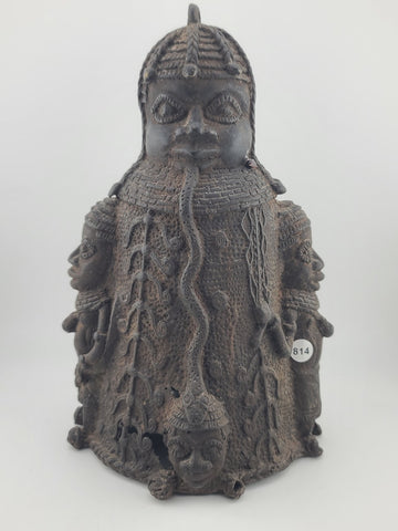 Vtg 1930's West African Bronze Ceremonial Bell Benin Yoruba Style Hand Cast 9in