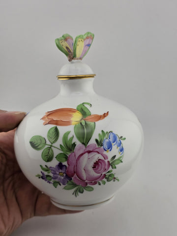 Herend Porcelain Printemps Perfume Bottle Butterfly Dauber Perfect & Elegant!