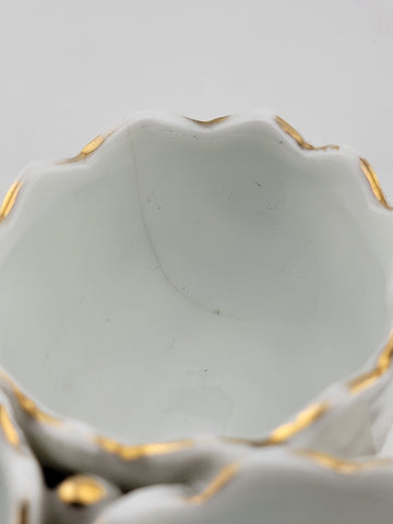 Antique Dresden Germany Porcelain Floral 3 Little Bowls w Figural Cherub Putti.