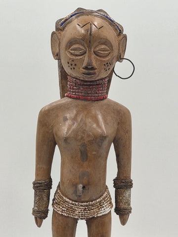 1940's Vintage Baule African Fertility Figure 15" Handcarved Wood Ivory Coast