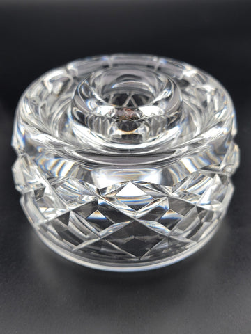Vintage Pair Signed Waterford Irish Cut crystal candle holders. VG Condition.