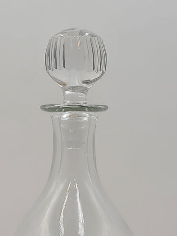 Rare Vintage Flamant France XL Crystal Decanter Ribbed Cut Glass w Stopper 15”