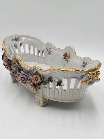 Antique 19th C Large Von Scheierholz German Porcelain Footed Center Bowl. Read.