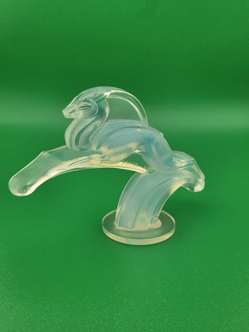 1930s Sabino France Signed Opalescent Leaping Gazelle Art Deco Glass Figurine