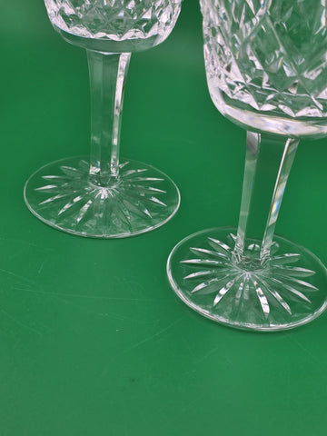 Set Of 6 Vintage Waterford Kylemore Crystal Claret Wine Glasses, 6 in high. VG.