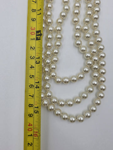 Vtg Long CAMROSE + KROSS JACQUELINE KENNEDY JBK 3 STRAND GLASS PEARL NECKLACE