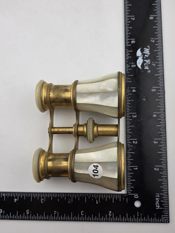 Antique French Victorian 1880–1910 Mother of Pearl Opera Glasses Brass Binocular