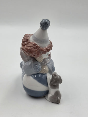 Lladro 5278 “Pierrot w/ Puppy & Ball" Kneeling Clown Dog Figurine Spain W Box
