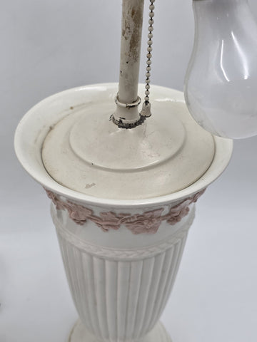 Pair Wedgwood Queensware Jasperware Cream Pink Grapevine Relief Table Lamps 24"