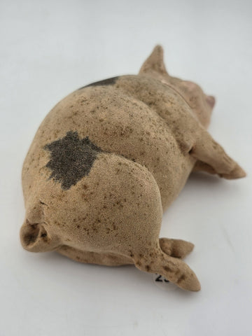 Antique C1890 Pink German Paper Mache Folk Art Composition Pig Candy Container