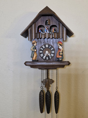 Vtg German Cuckoo Clock Regula 25 Thorens Edelweiss Music Dancing Figures. Read.
