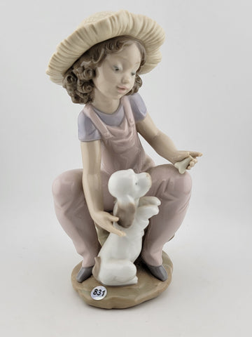 RETIRED LLADRO 6680 "FRIENDS FOREVER" GIRL W/DOG 1999 COLLECTOR SOCIETY FIGURINE
