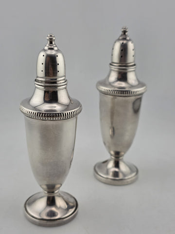 Antique Fisher Sterling Silver Weighted Bottom Salt & Pepper Shakers #1362.