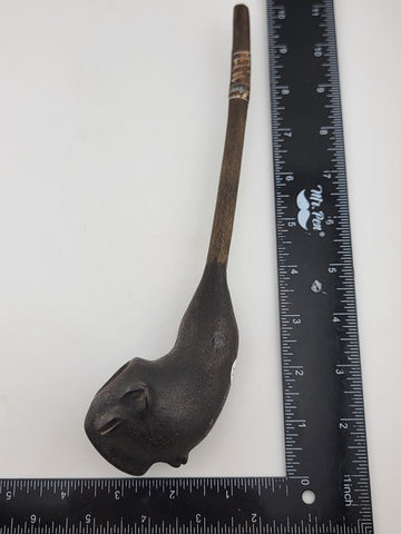 Rare Antique Collectible One Of A Kind African Tribal Clay Pipe W Long Stem.