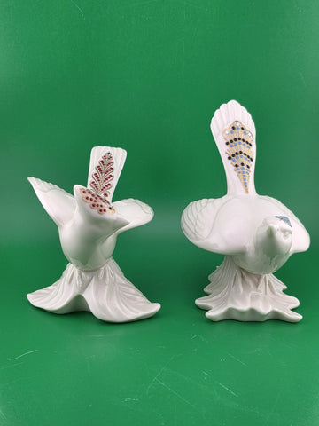 Vtg Pair Of Lenox China Jewels Collection Bird Figurines-Cardinal & Blue Jay.
