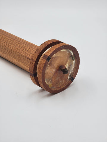 Vintage Wood Octagonal Kaleidoscope W 2 Spinning Discs & Dried Leaves.