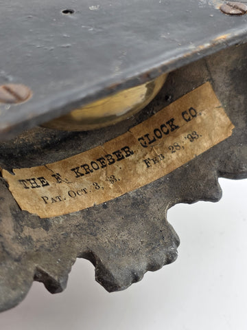 Antique F. Kroeber Metal Mantel Alarm  Clock c.1893 Ornate Victorian Windup Read