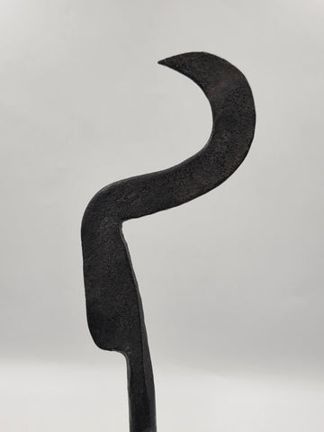 Rare OOAK Antique African Carved Wood Head & Iron Ceremonial Ritual Staff 20"