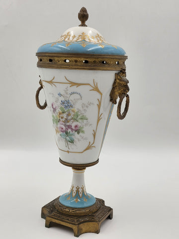 Antique 19th C Louis XV Style Sevres Porcelain Vase W Gold Gilt Ormolu Mounts.