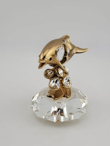 Lencia  Star Collection Austrian Lead Crystal/ 22 Carat Goldplated Metal Dolphin