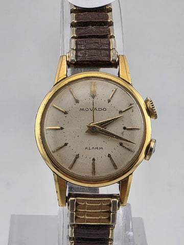 Vintage 1950's Ladies Mechanical Movado Alarm Watch. 24k Gold Plated. Working.