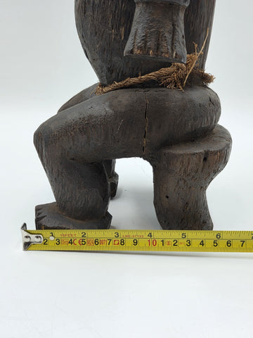 23" Antique Suku Congo Fertility Figure Wood Carving w/ Copper Wrap 1940s