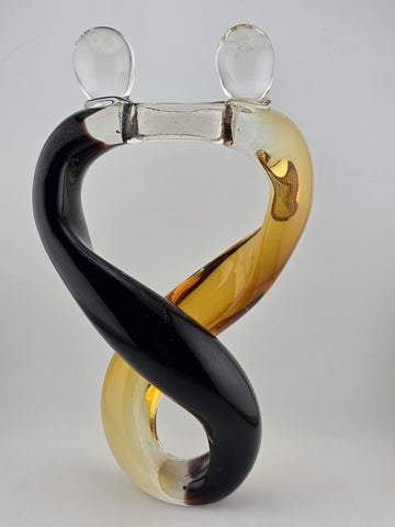 Vintage Dale Tiffany Hand-Blown Art Glass Hearts Lovers Hugging Sculpture