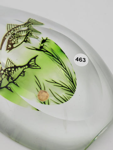 Rare Edward Hald Orrefors Graal Ashtray/ Vase Swedish ArtDeco FishDesign (1950s)