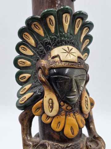 RARE VINTAGE Aztec Mayan Axe Spearhead Folk Art Sacrificial Obsidian Rain Stick