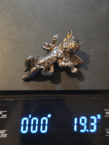 VINTAGE STERLING 925 ANGEL/CHERUB WITH WINGS PIN/19.3 GRAMS!