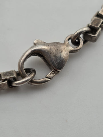 RLM STUDIO 925 Silver  Vintage Curve Pendant Box Link Chain Necklace  NE3355