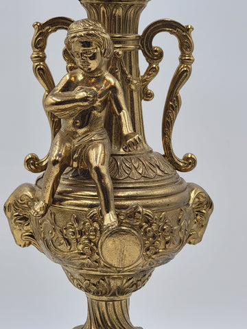 Vintage Italian Mid Century XL Brass Putto Putti Cherub Sculpture Rococo Style