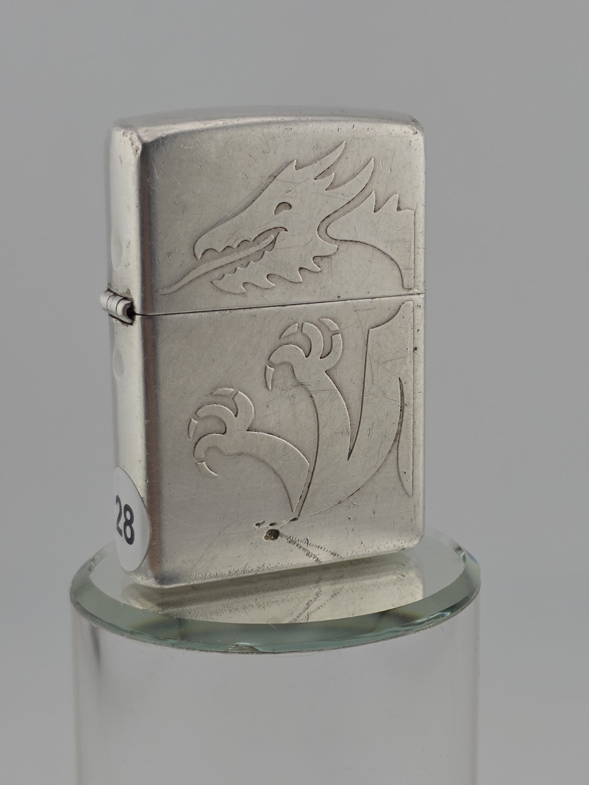 2003 Zippo Lighter DOUBLE SIDED Wrap Around ENGRAVED DRAGON with RED EYE. Works