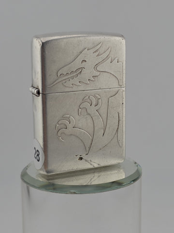 2003 Zippo Lighter DOUBLE SIDED Wrap Around ENGRAVED DRAGON with RED EYE. Works